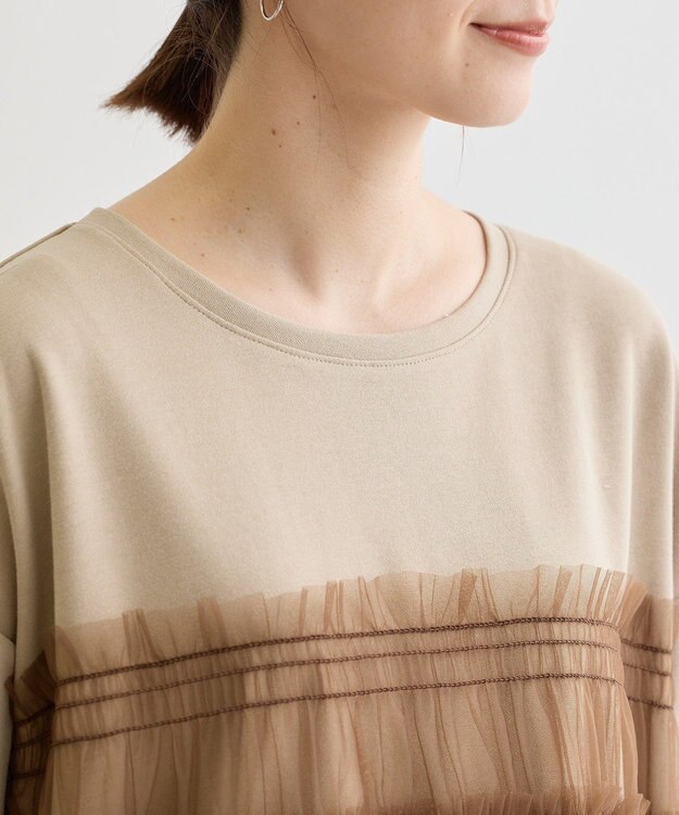 Green Parks ・ＥＬＥＮＣＡＲＥ　ＤＵＥ　チュールレイヤープルオーバ Gray Beige