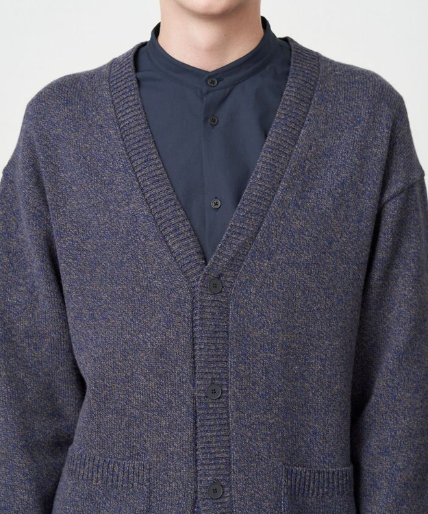 ATON WOOL MOULINE | オーバーサイズカーディガン - UNISEX NAVY