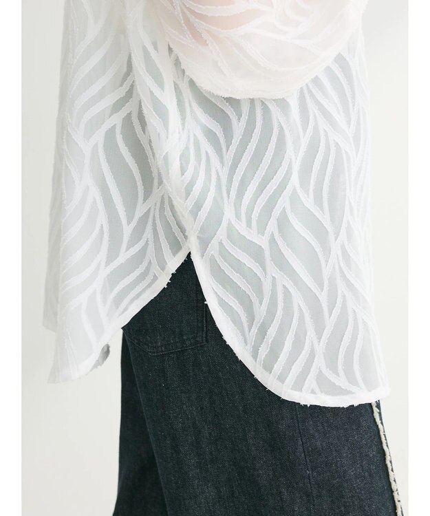 Green Parks ２ＷＡＹ　リーフジャガードシアーシャツ Off White