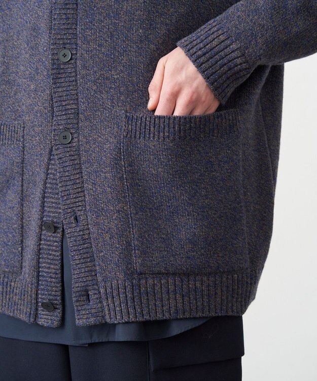 ATON WOOL MOULINE | オーバーサイズカーディガン - UNISEX NAVY