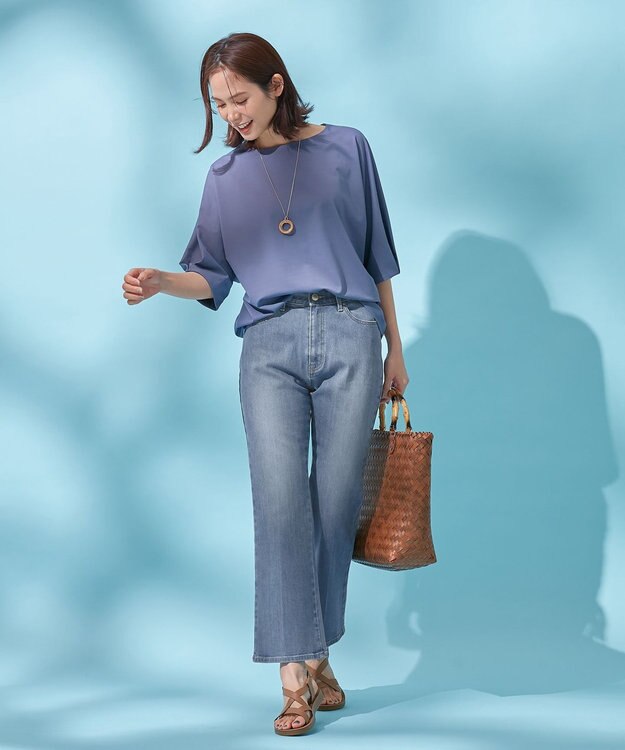 ANY 【洗濯機可/ストレッチ】デニムフレアパンツ ライトインディゴ