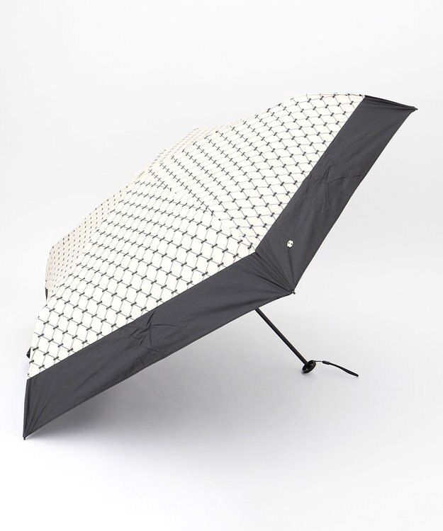 TOCCA 【晴雨兼用・UVカット率(紫外線遮蔽率)99.9%以上・遮光率99.9%以上・防水】CHECKER RIBBON LIGHT UMBRELLA 超軽量折り畳み傘 ベージュ系