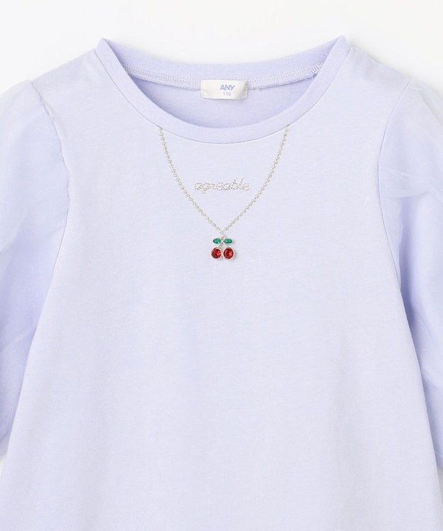ANY KIDS チュール袖 七分Tシャツ ラベンダー
