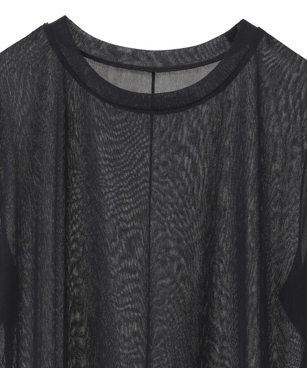 YECCA VECCA クルーネック5分袖シアートップス Black