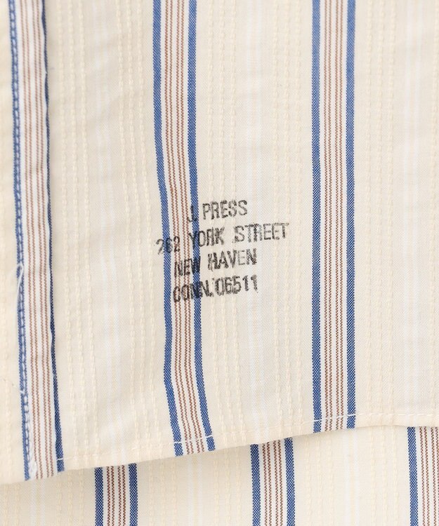 J.PRESS MEN 風が通るシアサッカーの清涼感【吸水速乾 / 高通気性】【クールマックス】サッカ－マルチストライプ シャツ / バンドカラー アイボリー系1