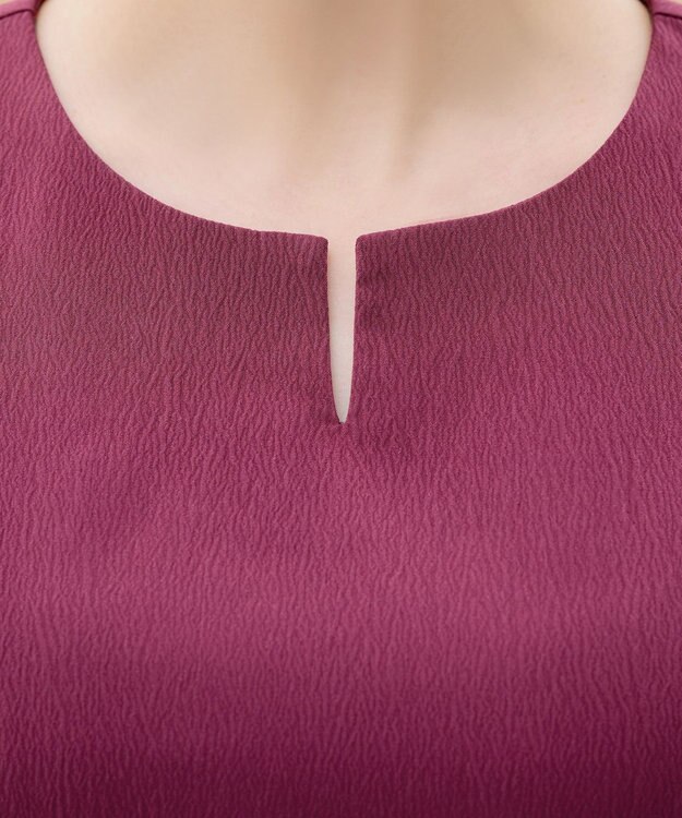 Tiaclasse 【選べる着丈・新色追加】ギャザーランタンスリーブワンピース 膝丈プラム