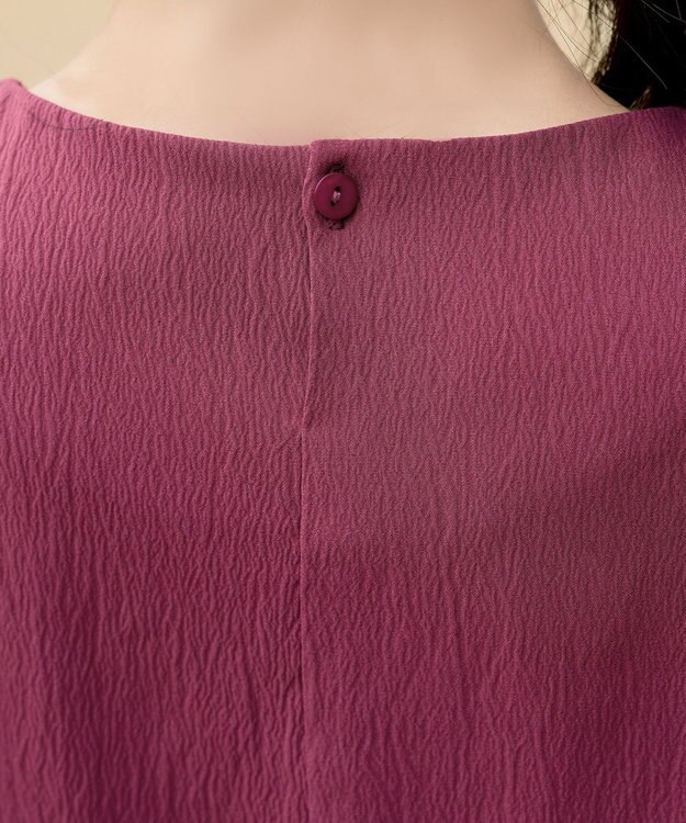 Tiaclasse 【選べる着丈・新色追加】ギャザーランタンスリーブワンピース 膝丈プラム