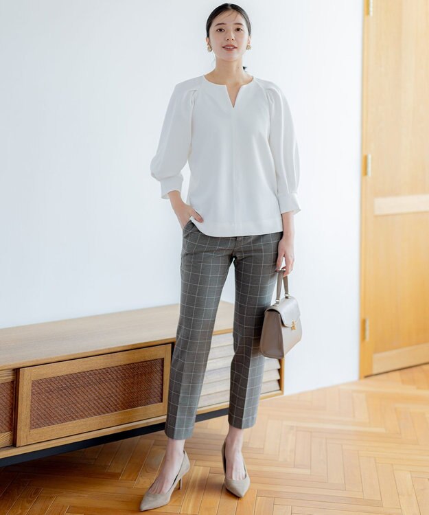 組曲 L 【洗える・WEB限定】2WAYウォームストレッチ テーパードパンツ ベージュ系3