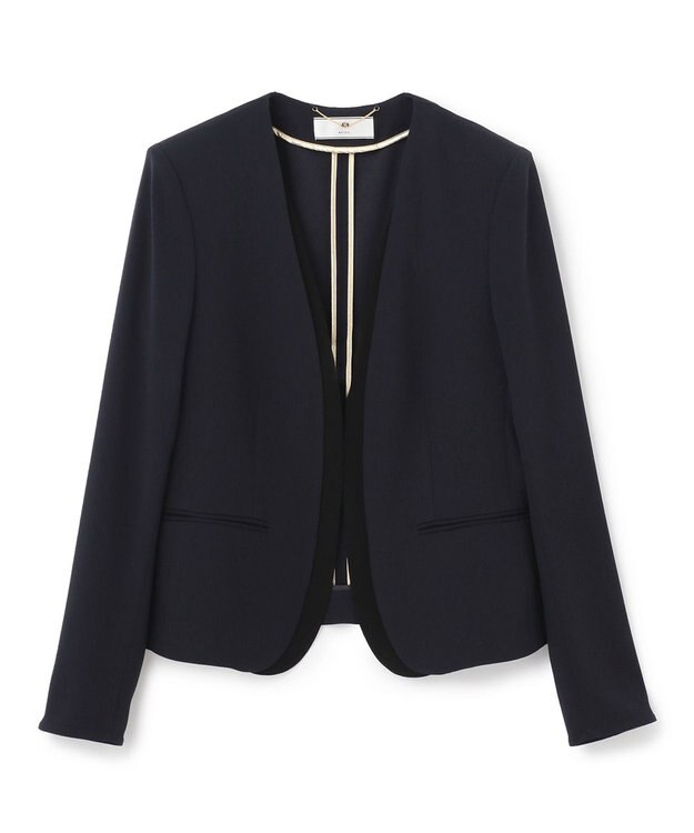 BEIGE， 【L-size】CINDY / ダブルカラージャケット Navy×Black