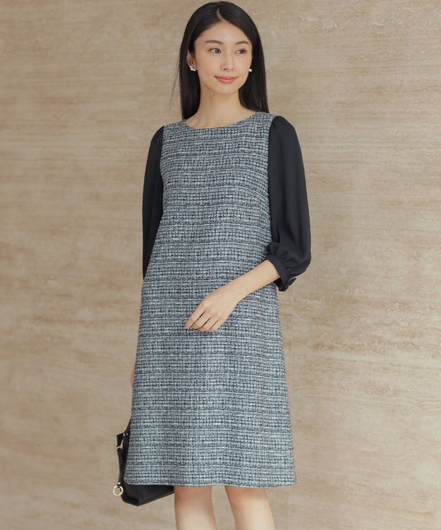組曲 【KUMIKYOKU NAVY】ラメループモールツイード ワンピース ネイビー系1