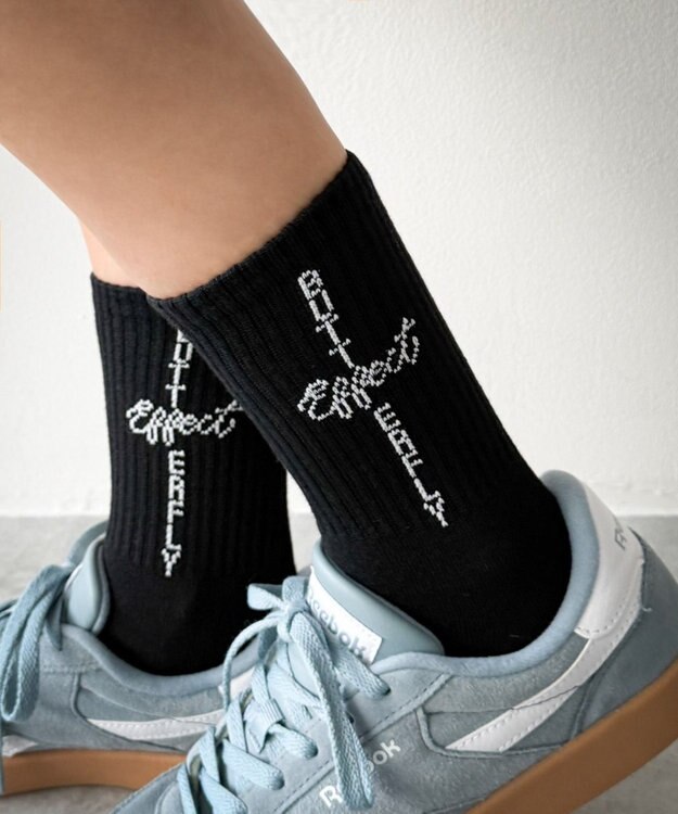 WEGO クロスロゴデザインソックス ブラック