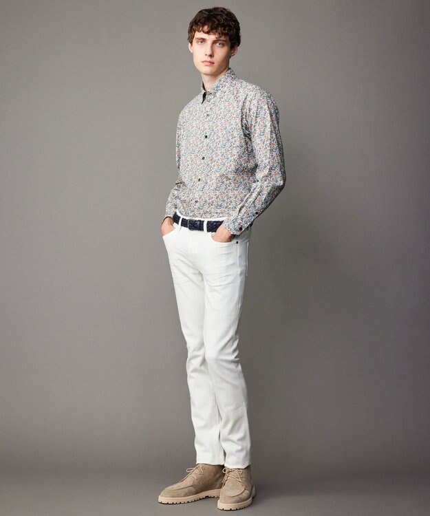 JOSEPH ABBOUD 【洗える】リバティプリント シャツ アイボリー系5