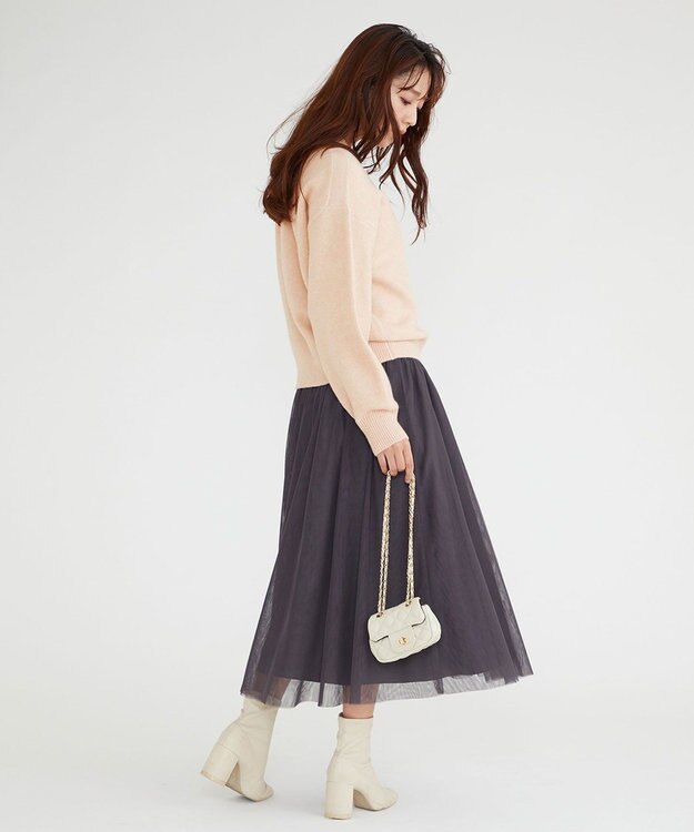 Feroux 【洗える】クルーネックニット プルオーバー ピンク系