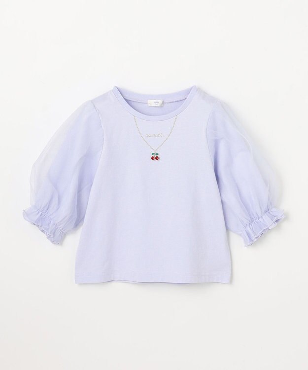 ANY KIDS チュール袖 七分Tシャツ ラベンダー