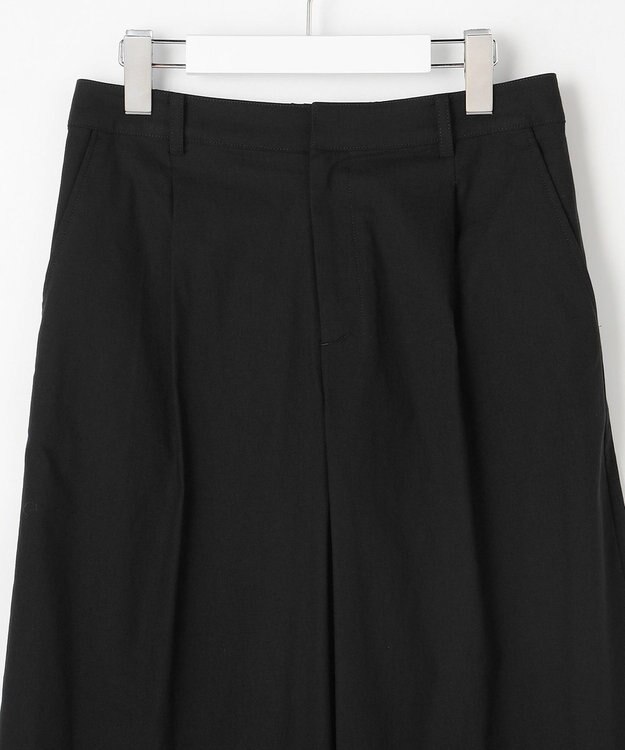 J.PRESS LADIES L 【人気素材】セルロースリネンストレッチ クロップド パンツ ブラック系
