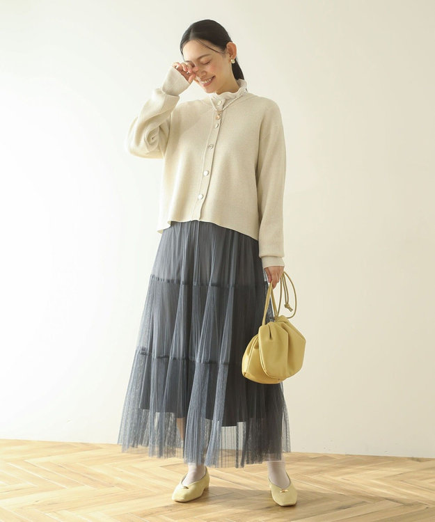 Green Parks アンチピリング金ボタンニットカーディガン Ivory