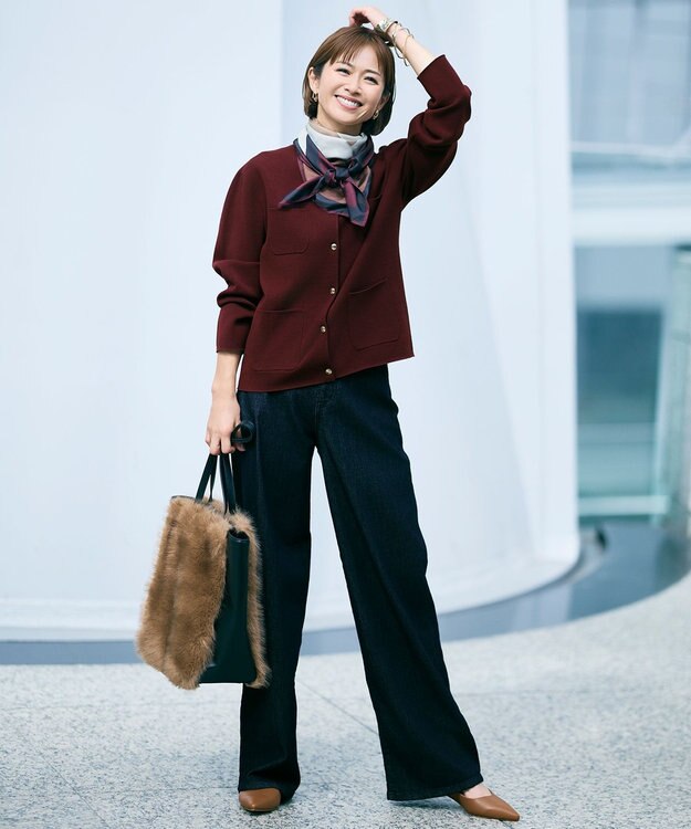 自由区 L 【19号サイズまで展開】ウスカルデニムワイドストレート パンツ インディゴ