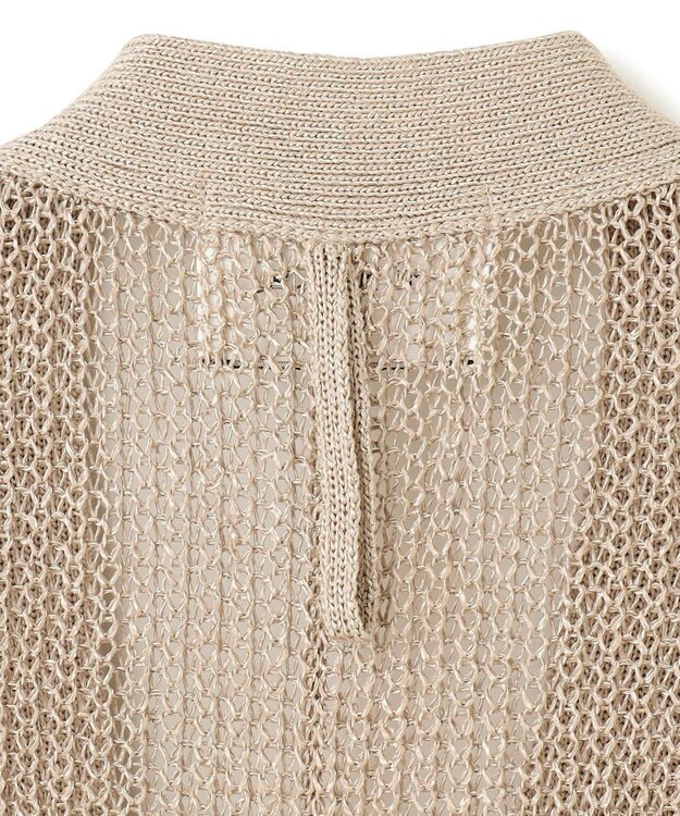 BEIGE， 【洗える】OPTICAL / ペーパーヤーンVネックロングカーディガン Flax
