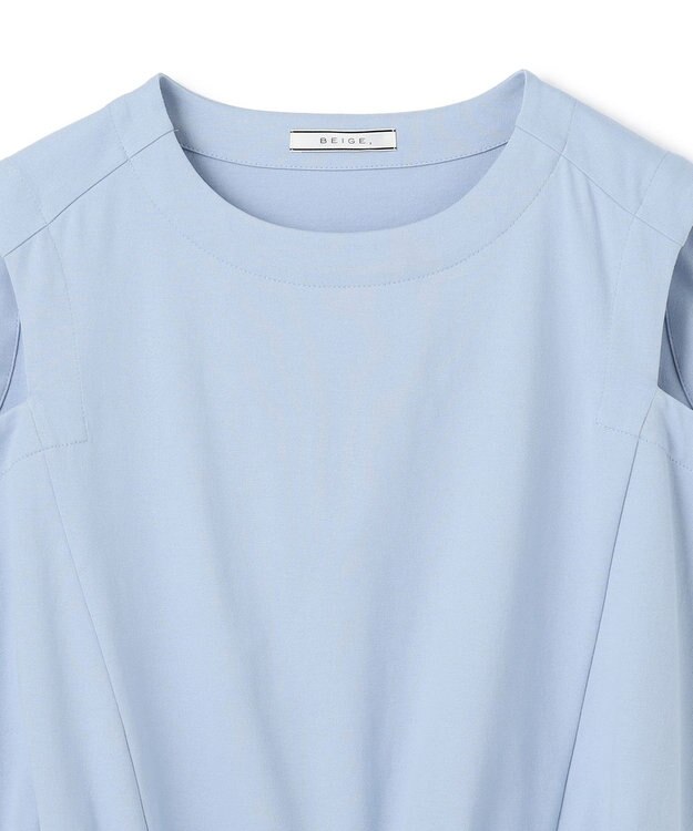 BEIGE， 【洗える】IXIA / コットンノースリーブドロストトップス Sax