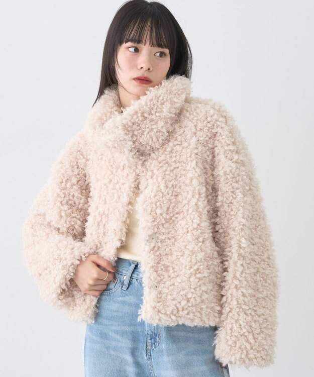 earth music&ecology プードルファーショートブルゾン Cream