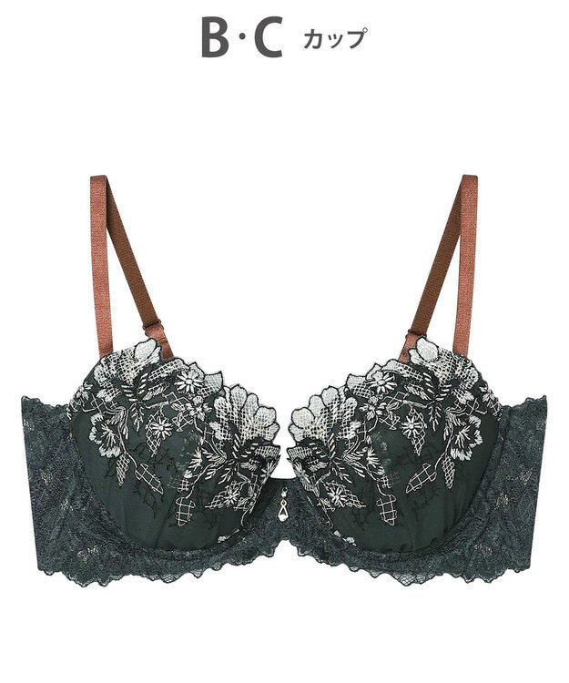 AMPHI ブラジャー ふっくらまる胸キープ 脇高設計 脇・背中スッキリ Gカップまで対応 大きいサイズ 【Hold Day Bra ホールドデイブラ】 BYJ305 アンフィ／ワコール グリーン