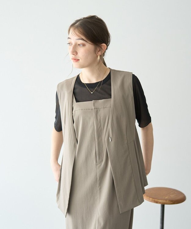 YECCA VECCA クルーネック5分袖シアートップス Black