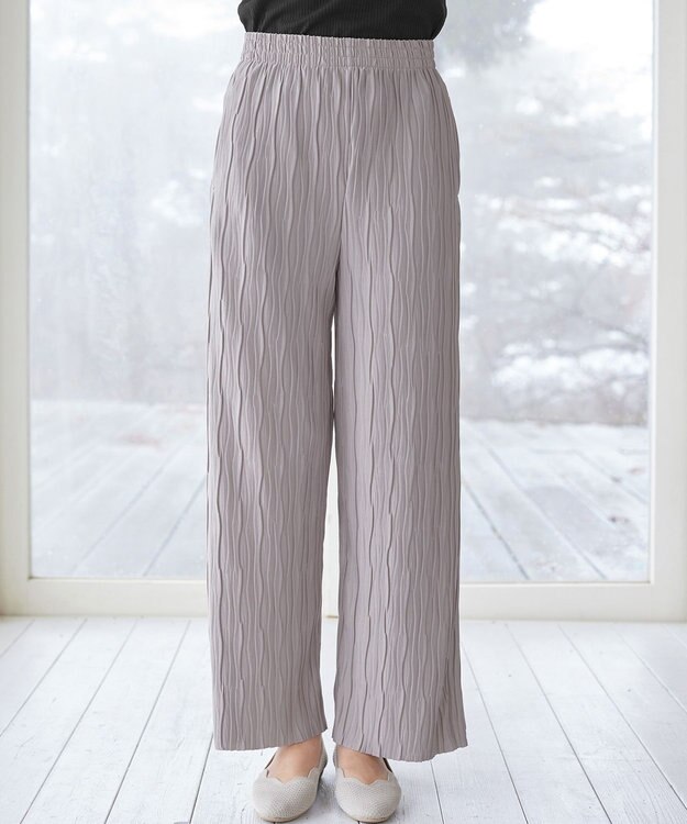 Tiaclasse ウェーブプリーツパンツ グレージュ