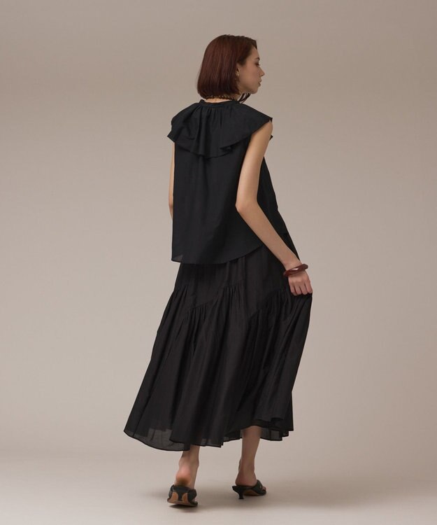 GRACE CONTINENTAL コットンシルクカフタントップ ブラック