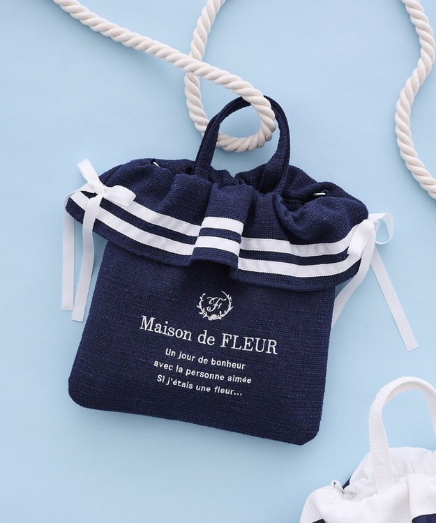 Maison de FLEUR マリンダブルリボン２Ｗａｙトートバッグ Navy