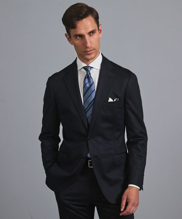 GOTAIRIKU  GOTAIRIKU別注【日本製】シルク ネクタイ_レジメンタル柄 サックスブルー×ブルー