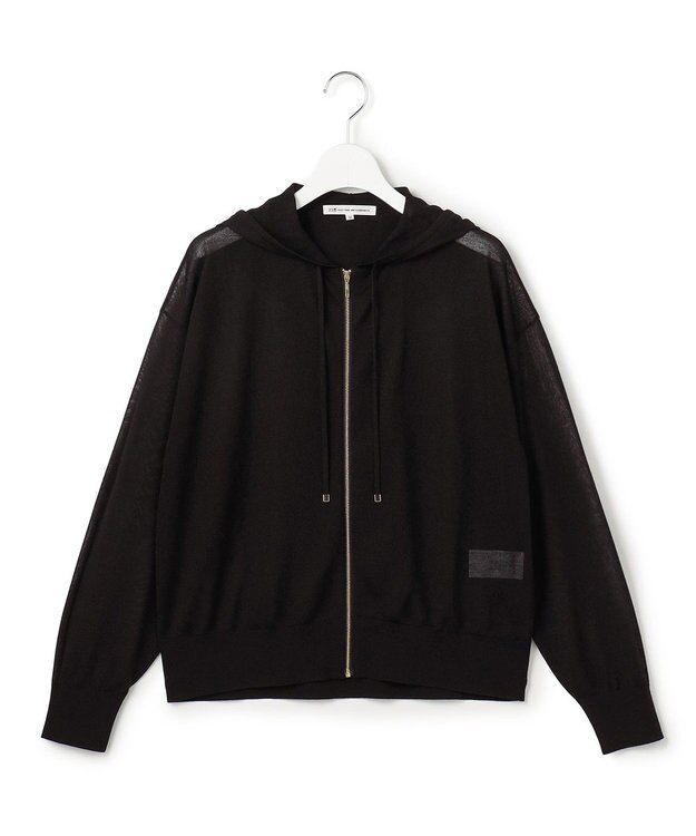 23区 【先行予約】シャイニーシアーニット ジップアップ パーカー ブラック系