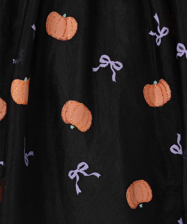 ANY KIDS ラメチュールフレアスカート ブラック×カボチャ