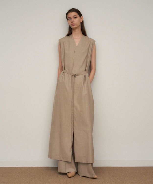 ATON WOOL SILK TWILL | ジレドレス TOP BEIGE
