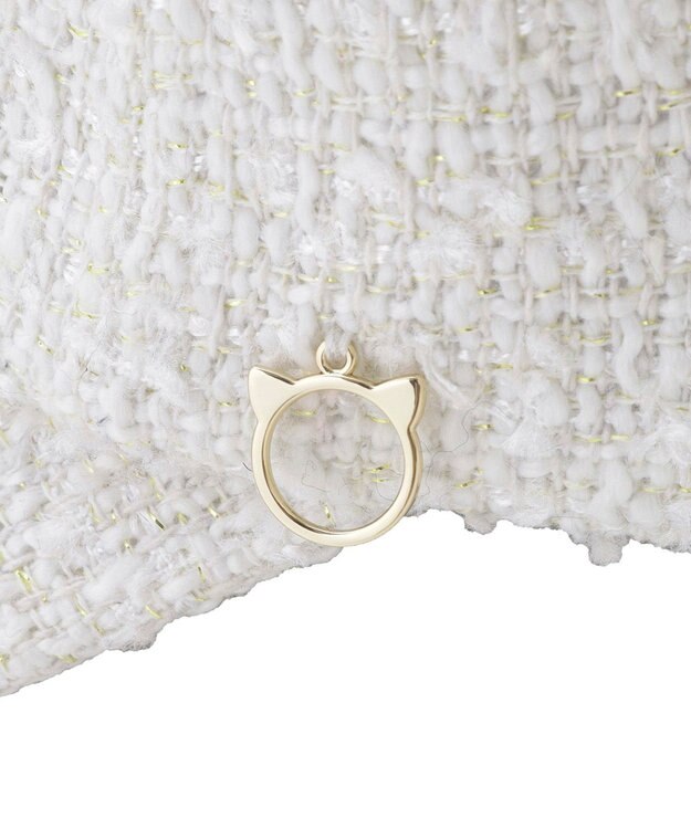 MOONBAT PAUL&JOE ACCESSOIRES(ポール&ジョー)ツイード キャップ 帽子 ネコチャーム付 UVカット ホワイト