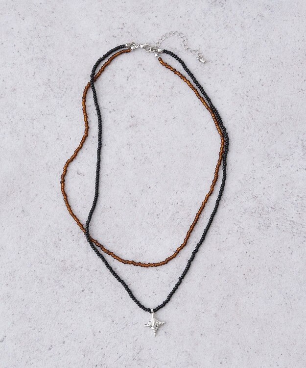 earth music&ecology ビーズ２連ネックレス Black