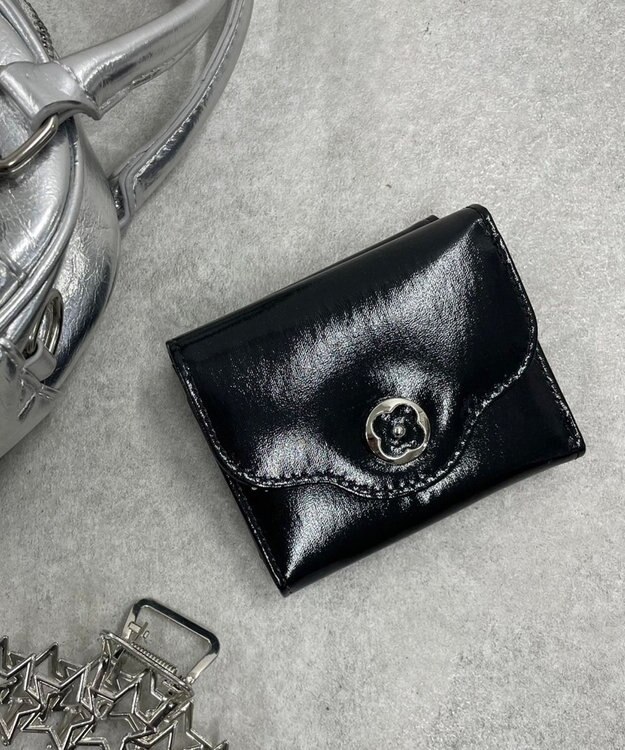 WEGO フラワーレターミニウォレット ブラック