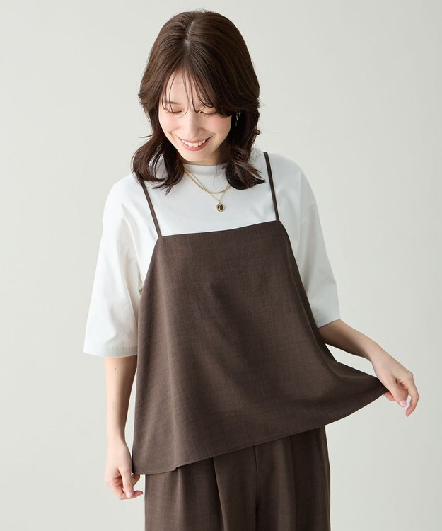 ANY 【2SET】2WAYビスチェ×ワイドパンツセットアップ ブラウン