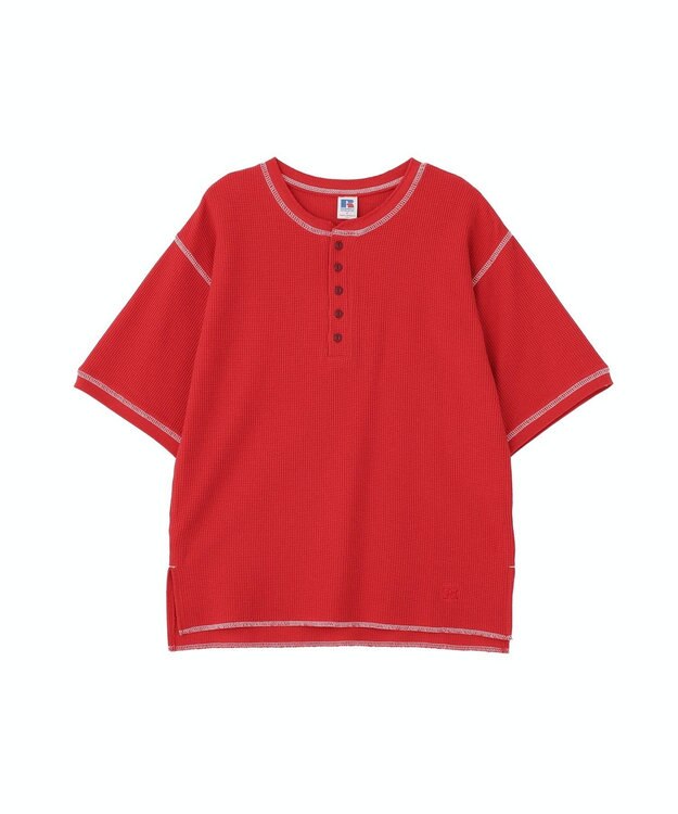 AMERICAN HOLIC 【RUSSELL】ワッフルヘンリーTシャツ Red