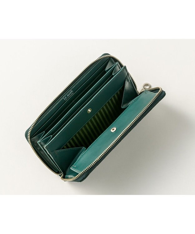 MIYABIYA La quoh with kirakaracho 南蛮七宝エンボスレザーラウンドギャルソンウォレット 松葉色(まつばいろ)