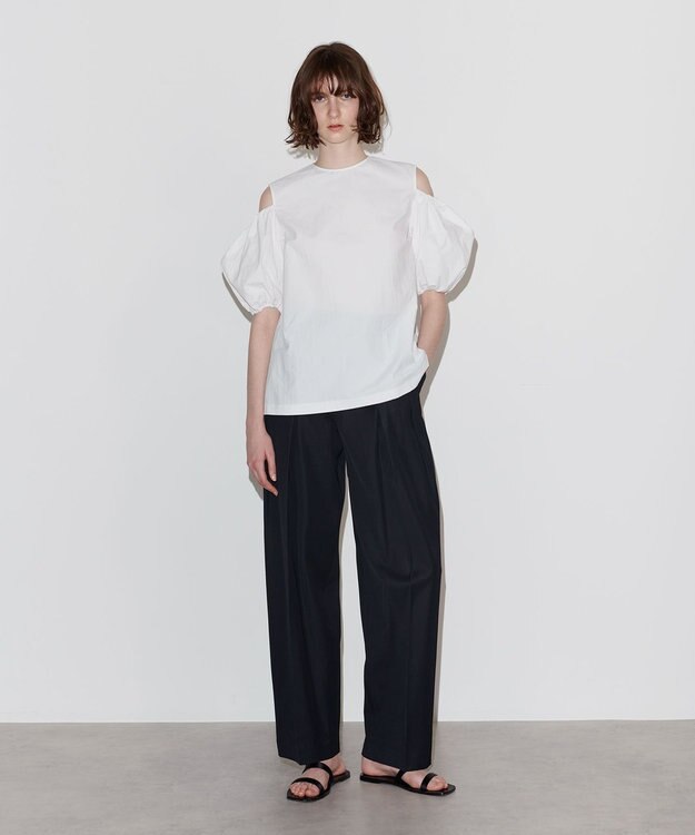 NAVE 【Nave　撥水機能・UVカット・透湿・接触冷感】ナイロンワッシャー ブラウス ホワイト系