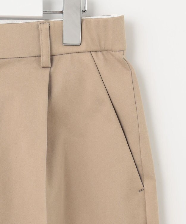 自由区 L 【接触冷感/洗える】サテンストレッチ ワイドパンツ ベージュ系