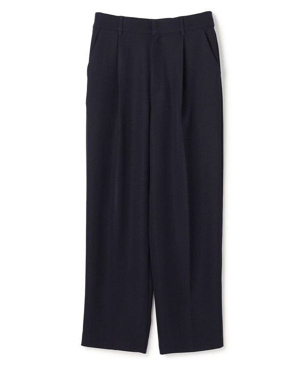 UNFILO 【ウエストゴム/セレモニー】ドライダブルクロス タックテーパードパンツ ネイビー