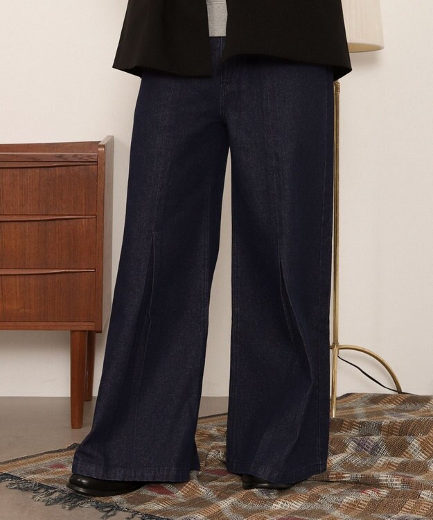 WEGO センタータックバギーフレアデニム デニムインディゴ