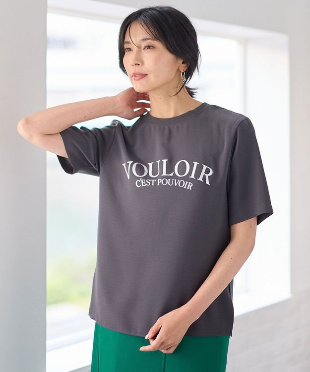 ANY 【WEB限定/UVカット/吸水速乾/接触冷感】ジョーゼットロゴ半袖Tシャツ チャコール