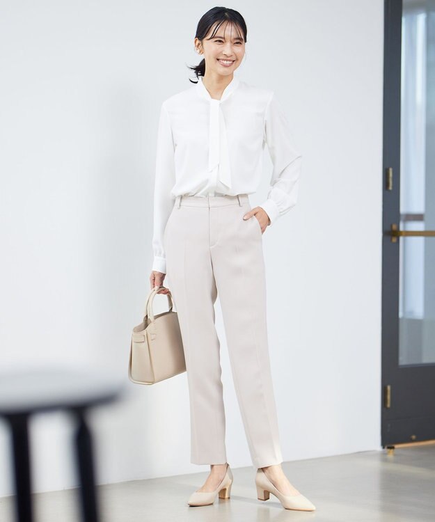 23区 【洗える】ジョーゼット ボウタイ ブラウス ホワイト系