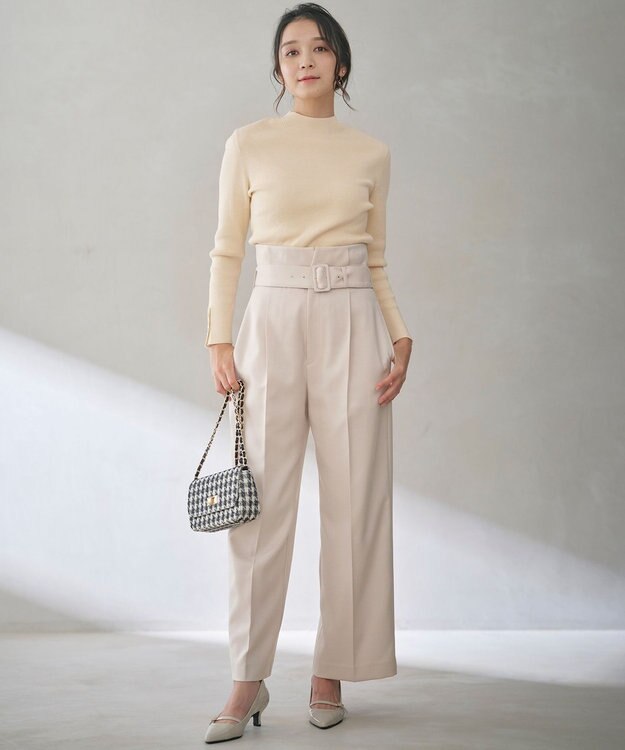 ANY SIS 【洗える】リブインナー ニット アイボリー