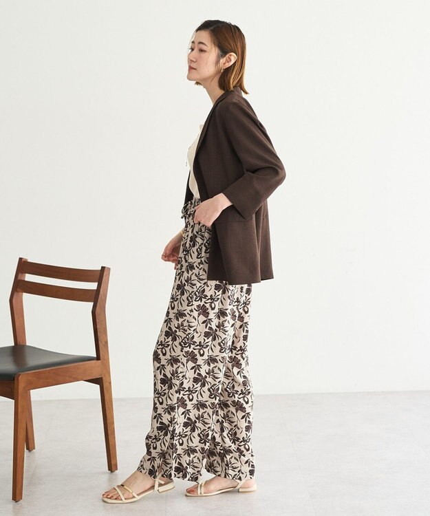 YECCA VECCA マシンウォッシャブルリネンライクジャケット Brown