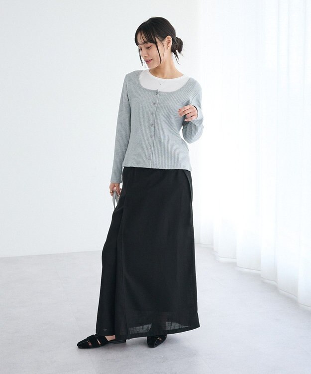 CRAFT STANDARD BOUTIQUE リネンライクラップ風スカート Black