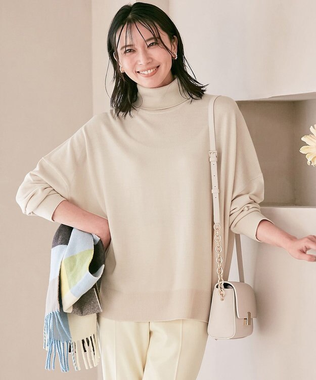23区 【洗える】ウールブレンド タートルネック ニット ベージュ系