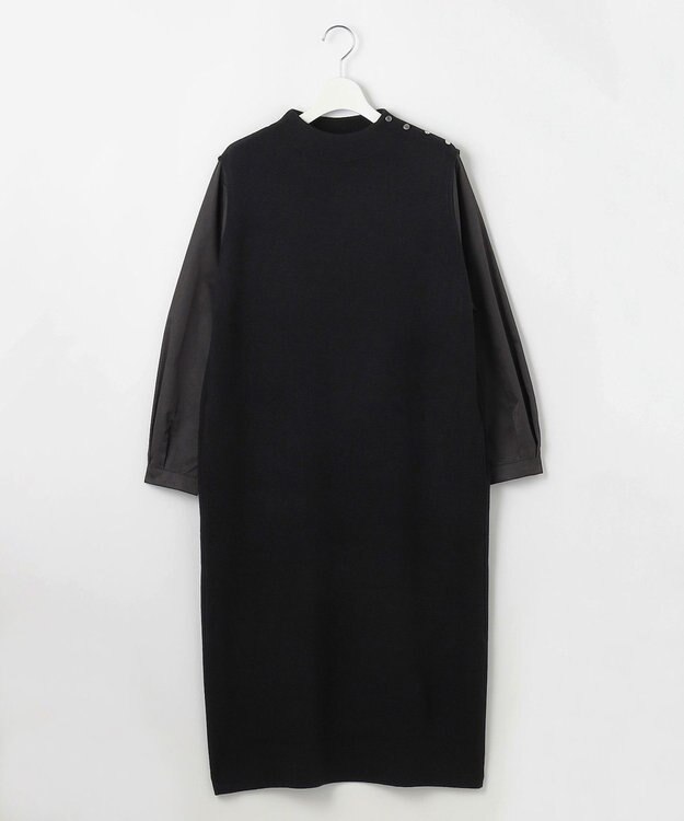J.PRESS LADIES L 【洗える】CLOTH COMBI KNIT ワンピース ブラック×スレート系